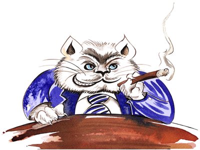 Fat cat - allegorical illustration of financial crisis by Neale Osborne